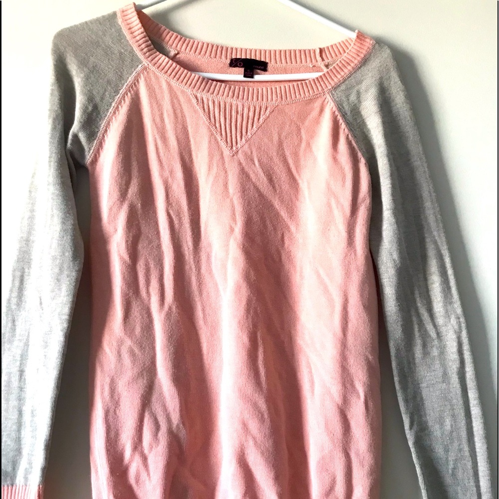 t/o, women’s, sweater, peach and gray